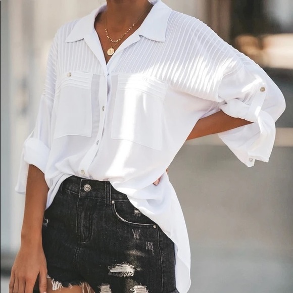 Vici Tops - TOO GOOD FOR YOU BUTTON DOWN TOP - OFF WHITE